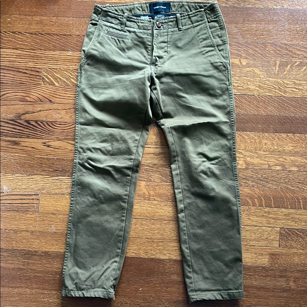 Wings + Horns Green Chinos Cotton Twill Tapered